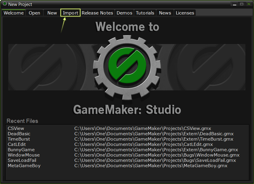 Opening GameMaker 8.1, 8, 7, 6, 5 files with GameMaker: Studio. Image 1 of 2