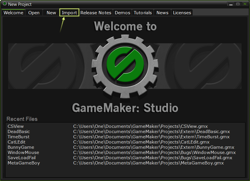 Открытие GameMaker 8.1, 8, 7, 6, 5 проектов в GameMaker: Studio. Шаг 2