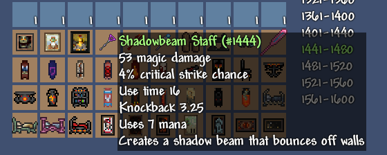 Terraria item browsing in Terrasavr