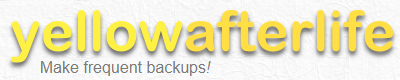 Website's logo with a randomized subtitle saying 'Make frequent backups!'