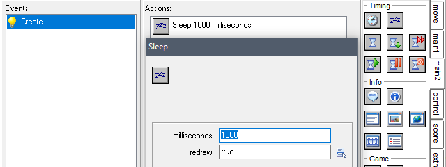 A screenshot of "Sleep" / action_sleep Drag & Drop block in GameMaker 8.1