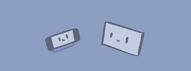 A drawing shows a SteamDeck next to a mini-monitor.
Both have a silly face on their screens.